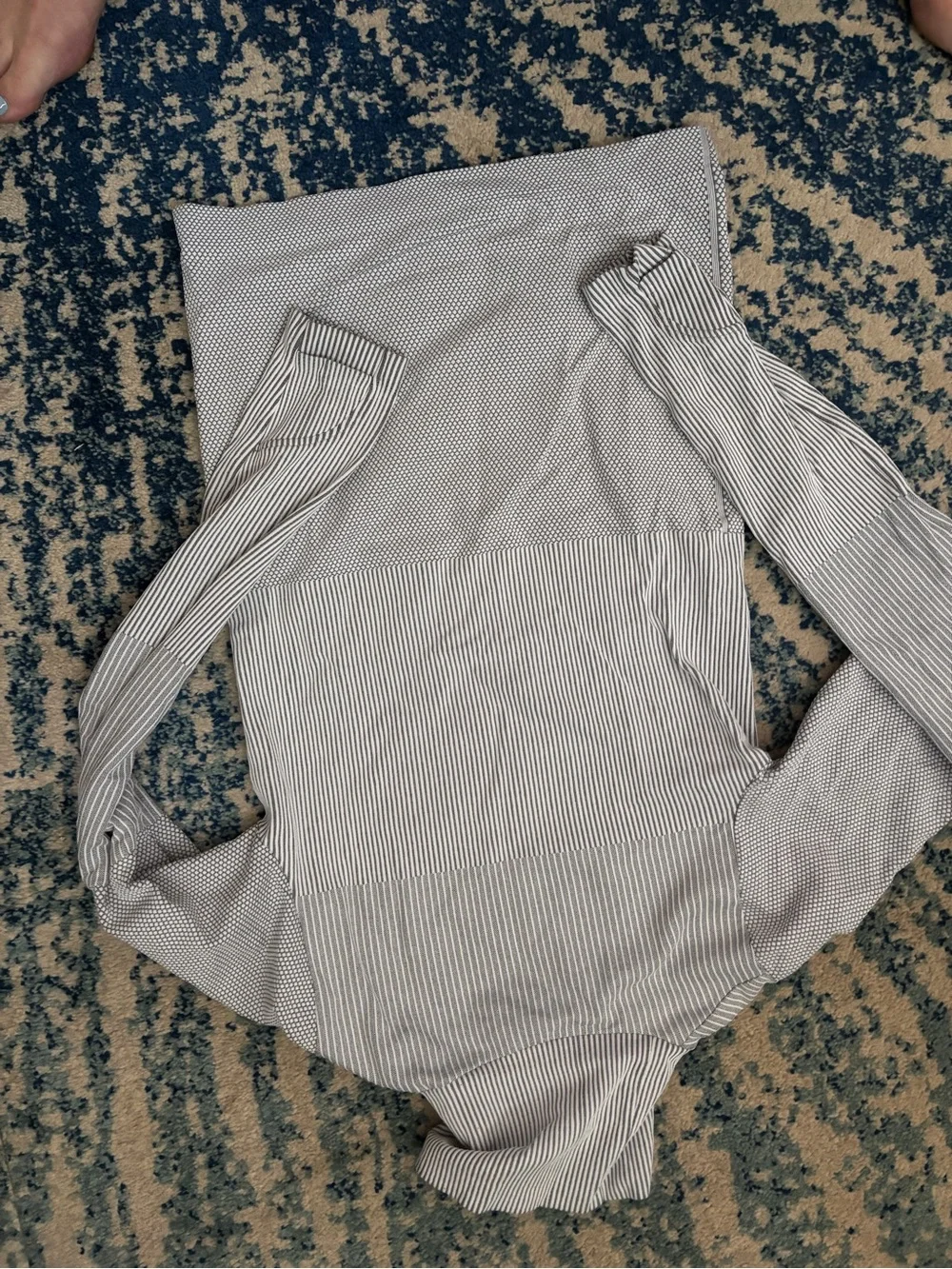 Athleta  Turtleneck Long-Sleeve Stripe Sweater - Light Gray worn once xs